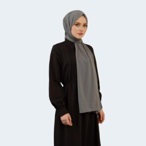 شال حجاب ناعم باللون الرمادي – مزيج من القطن والبوليستر لراحة يومية