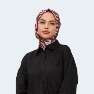شال حجاب ناعم بنقش حلزوني من مزيج القطن باللون الوردي