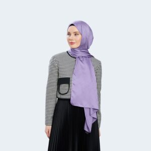 شال حجاب جاكار حريري ناعم باللون الأرجواني – مزيج من القطن والفسكوز ونقشة ناعمة