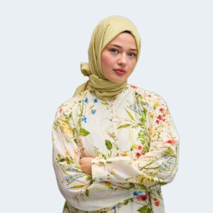 شال حجاب فوال فاخر مع نعومة ولمعة باللون الأخضر – مزيج من الحرير والفيـسكوز