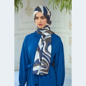 شال حجاب بريق الشمس الناعم من مزيج القطن باللون البني والأزرق