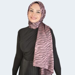 شال حجاب جاكار بنقشة الحمار الوحشي بلمسة لامعة باللون الوردي