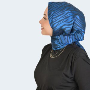 شال حجاب جاكار بنقشة الحمار الوحشي بلمسة لامعة باللون الأزرق