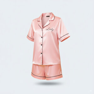 Luxurious Silky Satin 2-Piece Pajama Set – Short Bottom & Half Sleeve Shirt