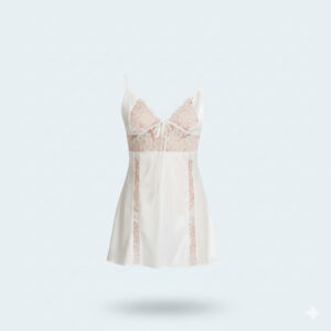 طقم نوم فاخر - قميص نوم بدانتيل ناعم مع روب ساتان حريري