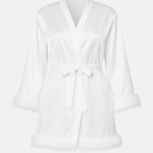 Long Silky Satin Nightgown and Robe with Wide Soft Lace Details – Plus Size