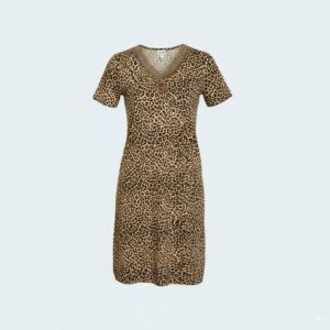 Soft Viscose Night Dress with Short Sleeves and Delicate Lace Neckline