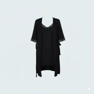Plus Size Soft Viscose Short Night Dress with Robe and Delicate Lace Details