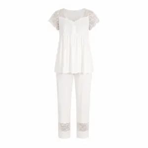 Maternity Pajama Set – Soft & Elegant with Lace Details
