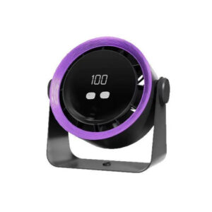 Purple and black FSZ01 digital مروحة مكتب بشاشة رقمية display desk fan with adjustable stand and front speed display