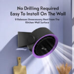 Purple and grey FSZ01 digital display desk fan mounted on a wall with directed airflow