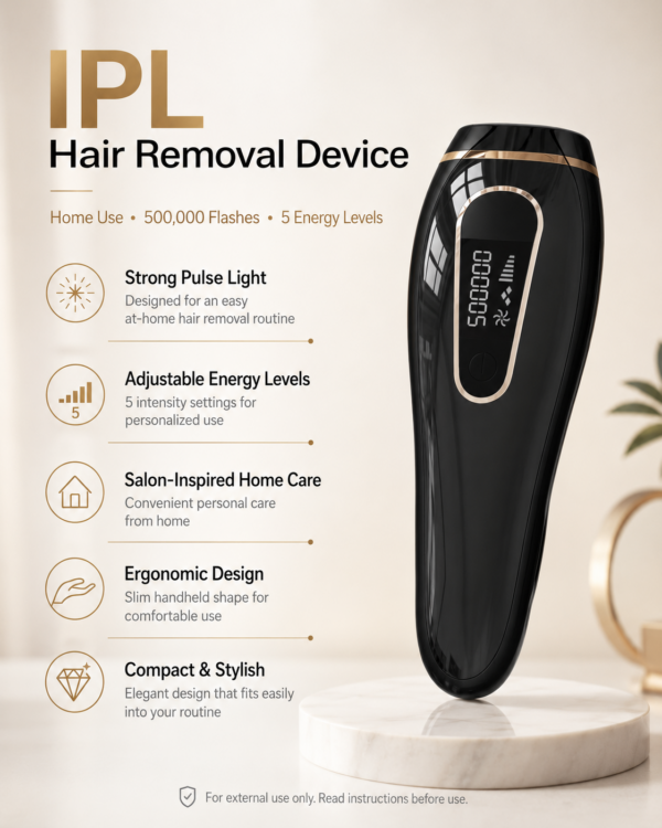 T13 IPL hair removal device features with 500000 flashes, 5 energy levels and ergonomic design